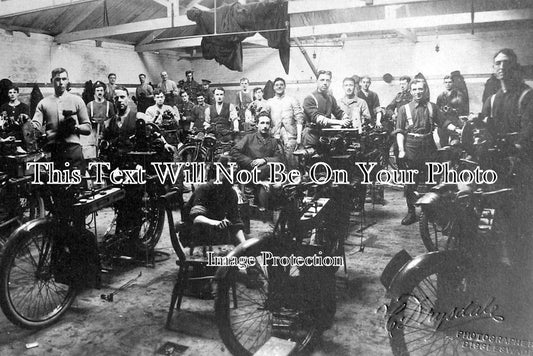 BF 1303 - Soldiers & Motorcycles At Biggleswade, Bedfordshire c1916 WW1