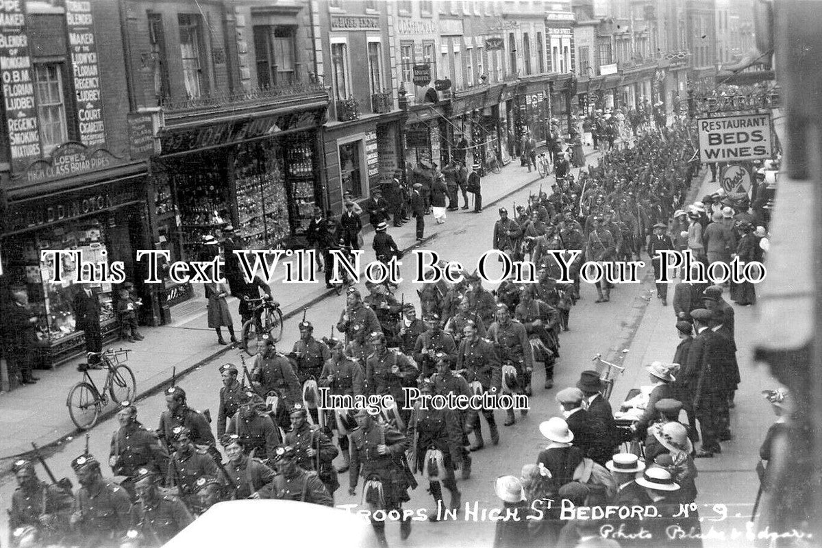 BF 1351 - Troops In Bedford High Street, Bedfordshire 1914 WW1