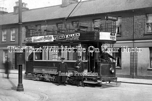 BF 32 - Luton, Bedfordshire. Corporation TRAM no 8 to Round Green c1912