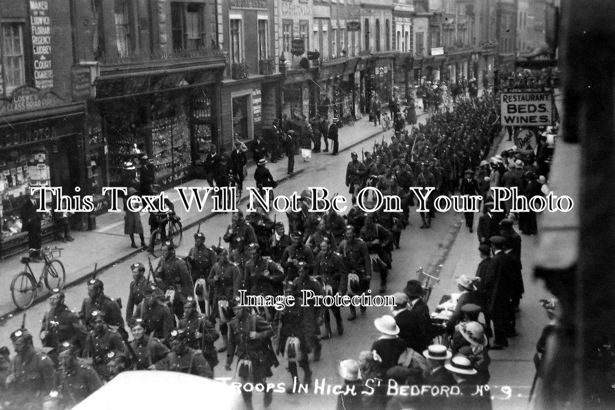 BF 573 - WW1 Scottish Troops In Bedford High Street, Bedfordshire