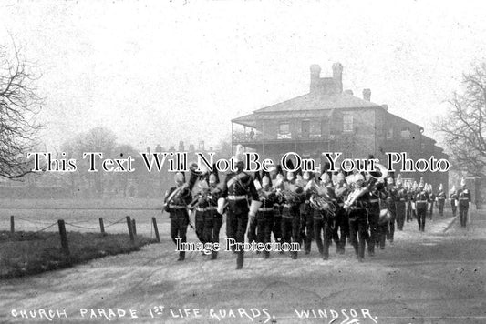 BK 1524 - Church Parade, 1st Life Guards, Windsor, Berkshire c1910