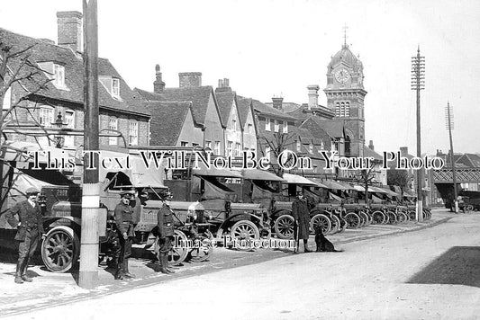 BK 1938 - Military Lorrys, High Street, Hungerford, Berkshire WW1