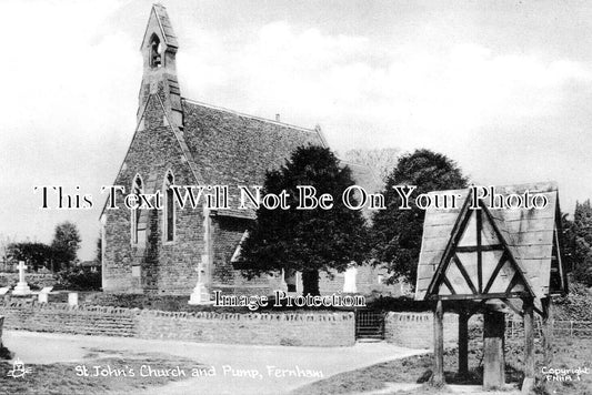 BK 2434 - St Johns Church & Pump, Fernham, Berkshire