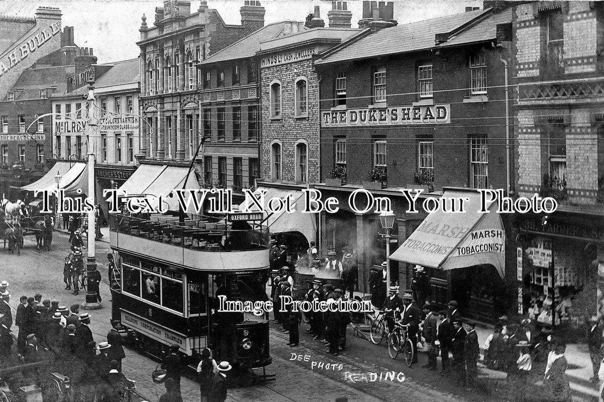 BK 54 - Reading Street Scene, Berkshire c1903 Tram etc