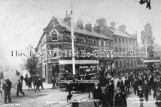BK 593 - Queens Road Corner, Reading, Berkshire c1910