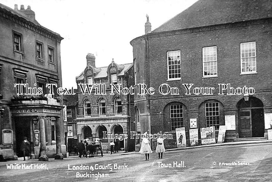 BU 1944 - London & County Bank, White Hart, Town Hall, Buckingham c1914
