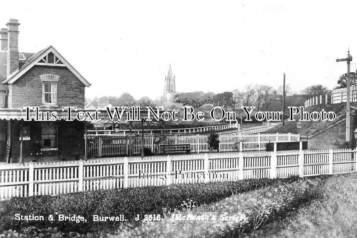 CA 1254 - Burwell Railway Station & Bridge, Cambridgeshire c1924