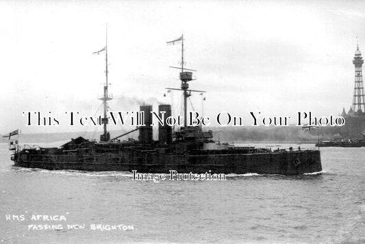 CH 1378 - HMS Africa Passing The Tower, New Brighton, Cheshire