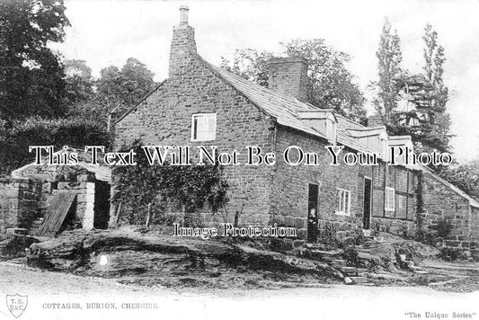 CH 1809 - Old Cottages, Burton, Cheshire c1905