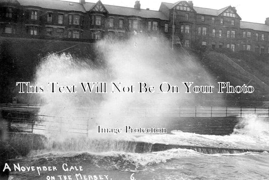 CH 3031 - November Gale On The Mersey, New Brighton, Cheshire 1912