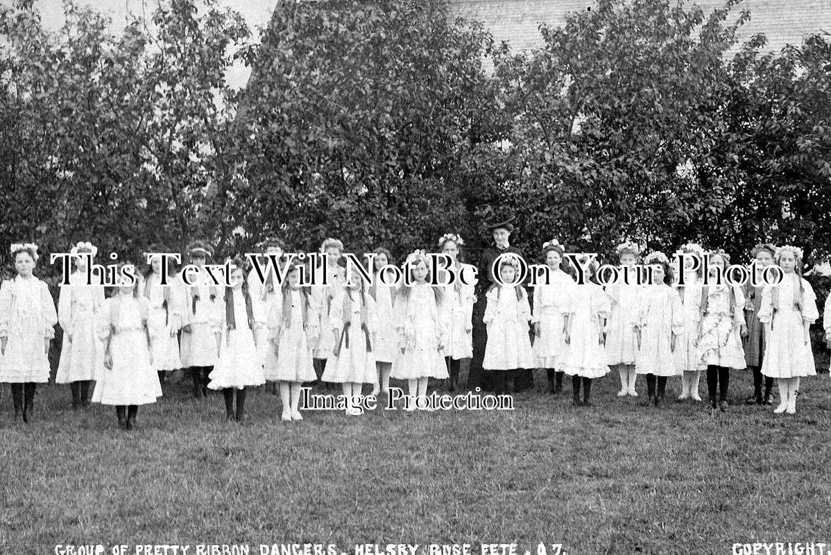 CH 874 - Group Of Pretty Ribbon Dancers, Helsby Rose Fete, Cheshire