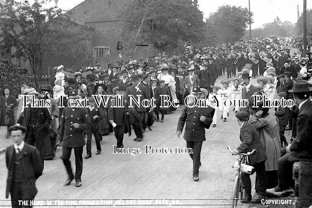 CH 883 -Head Of Helsby Rose Day Fete Procession, Cheshire 1909