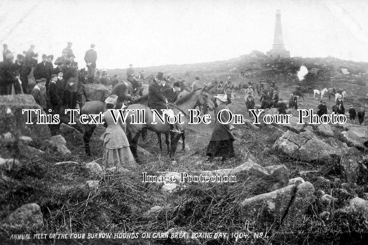 CO 1032 - Meet Of Burrow Hounds, Carn Brae, Boxing Day, Cornwall 1904