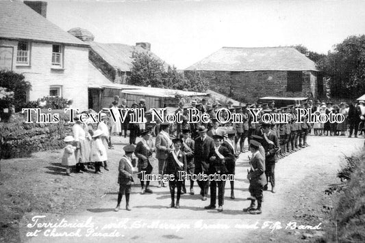 CO 1318 - Territorials & St Merryn Drum & Fife Band, Church Parade, St Merryn, Cornwall