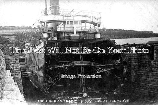 CO 1359 - The Wreck Of Steamer Highland Fling In Dry Dock, Falmouth, Cornwall 1907
