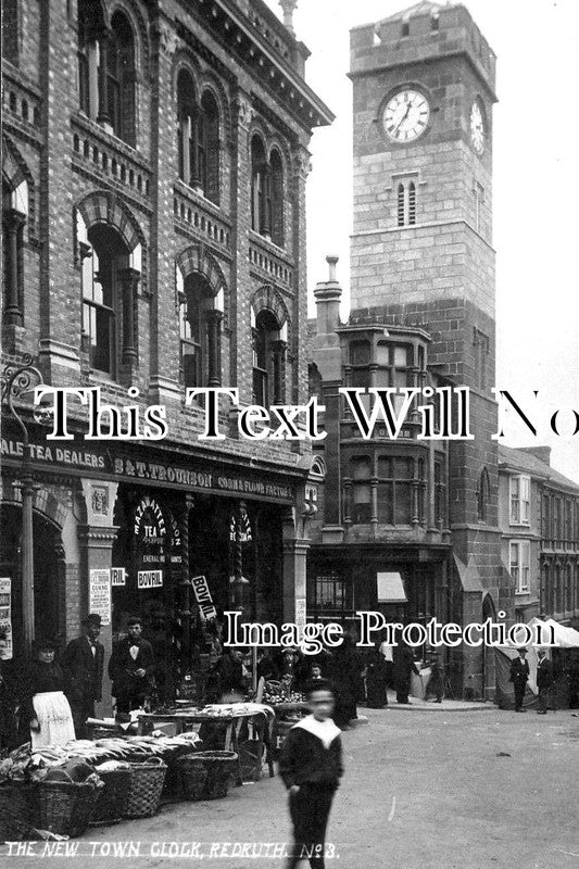 CO 1407 - The New Town Clock, Redruth, Cornwall c1907
