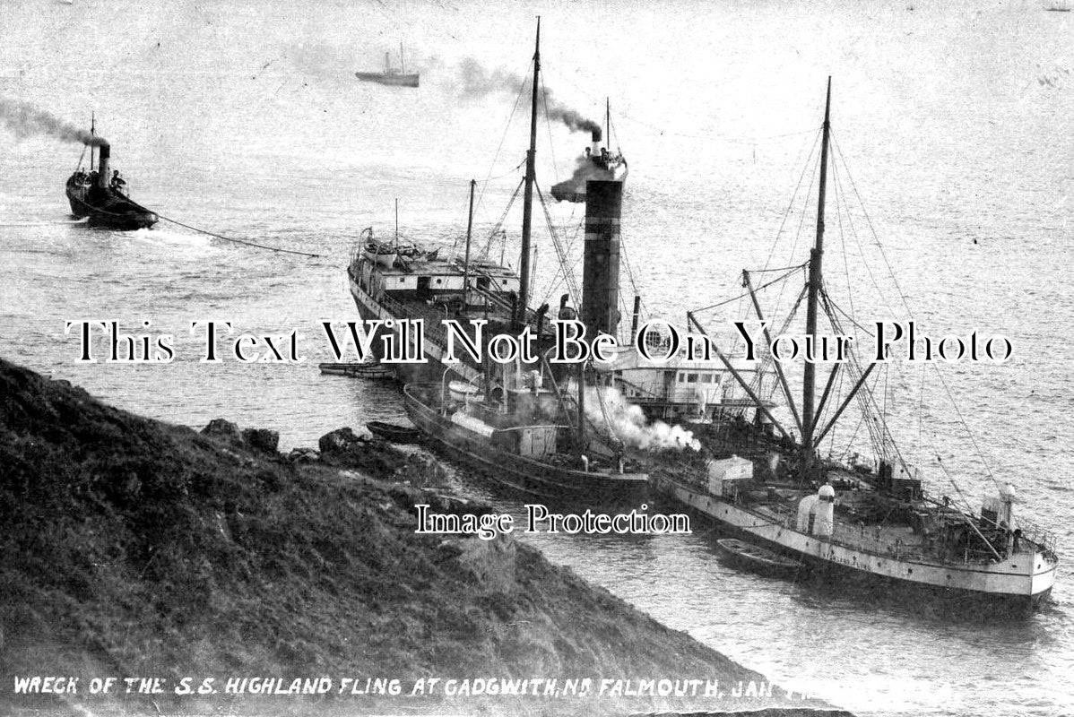 CO 1419 - SS Highland Fling Shipwreck At Cadgwith, Cornwall 1907