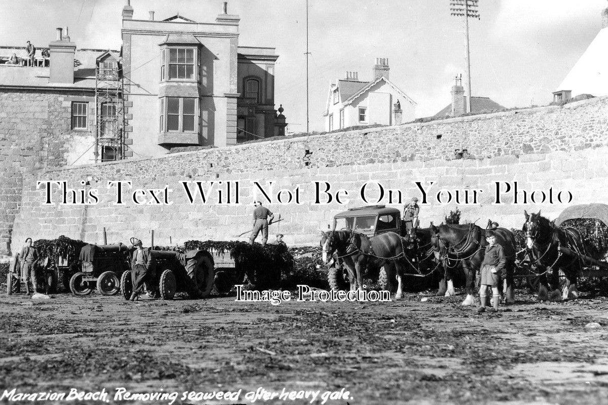 CO 145 - Removing Seaweed, Marazion Beach, Cornwall