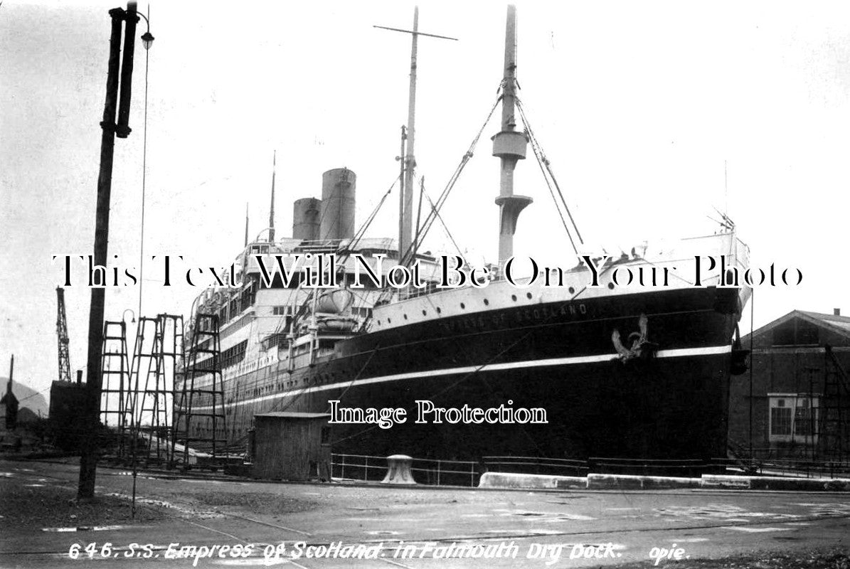 CO 1609 - SS Empress Of Scotland In Dry Dock, Falmouth, Cornwall