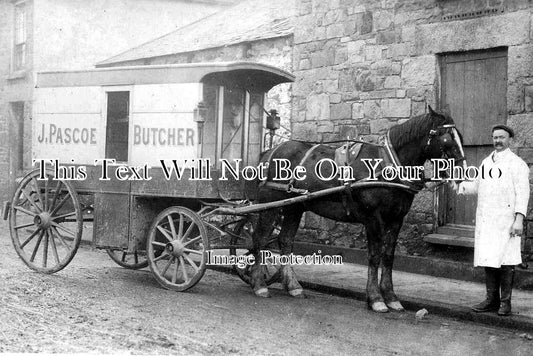 CO 1716 - J Pascoe Butchers Horse & Cart, Cornwall