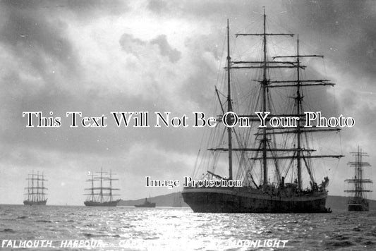 CO 2129 - Falmouth Harbour Carrick Road by Moonlight, Cornwall