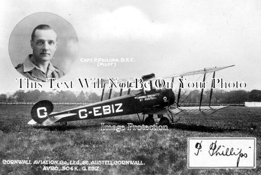 CO 3297 - Cornwall Aviation Co Ltd, St Austell Avro 504K