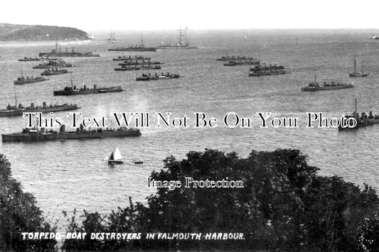 CO 3412 - Torpedo Boat Destroyers, Falmouth Harbour, Cornwall c1910