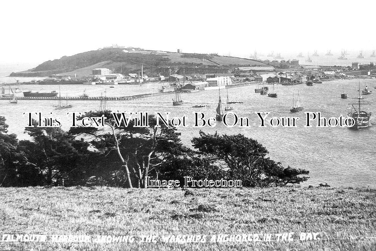 CO 3470 - Falmouth Harbour Showing Warships, Cornwall