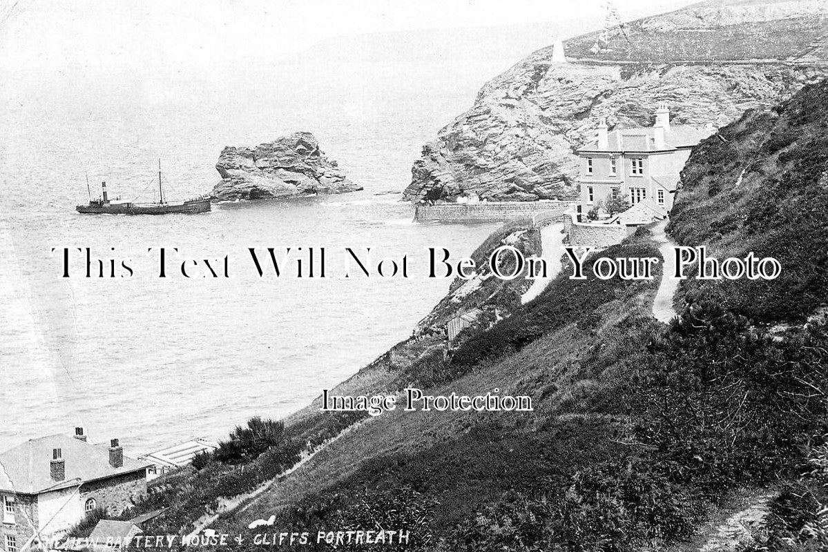 CO 3728 - The New Battery House & Cliffs, Portreath, Cornwall c1905