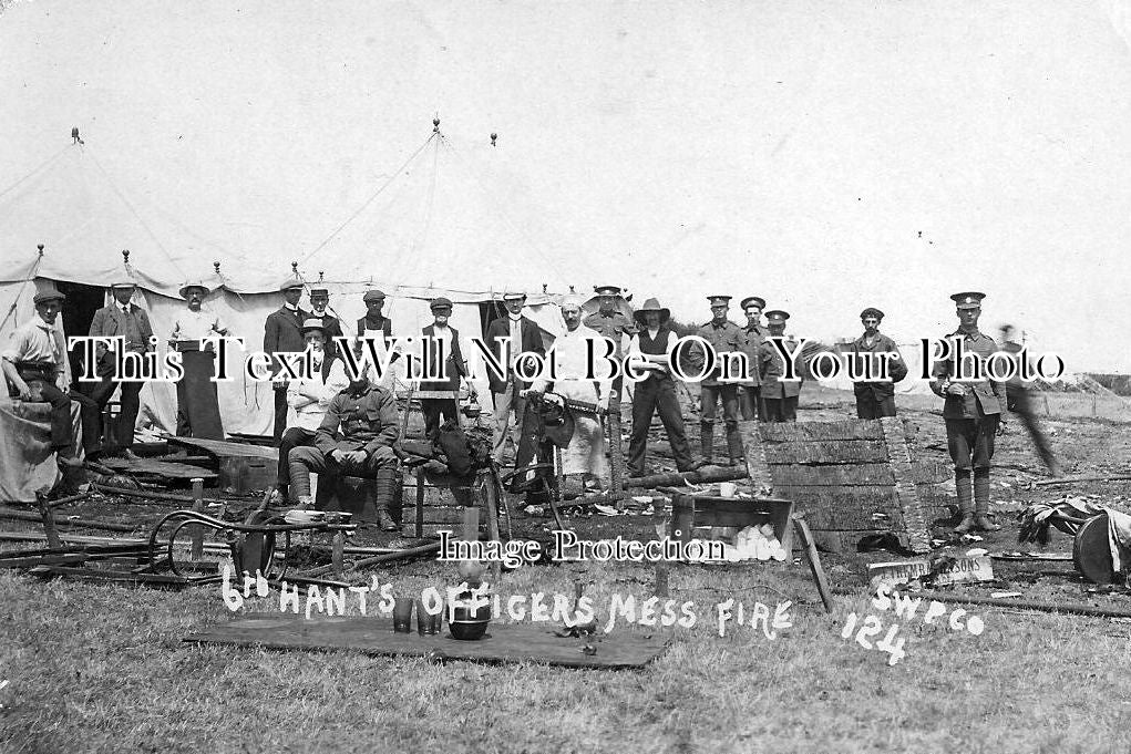 CO 459 - Royal Hampshire Regiment, Fire Damge Camp, Cornwall 1914