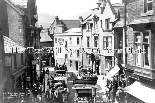 CU 1465 - Royal Oak Hotel & Station Road, Keswick, Cumbria c1910