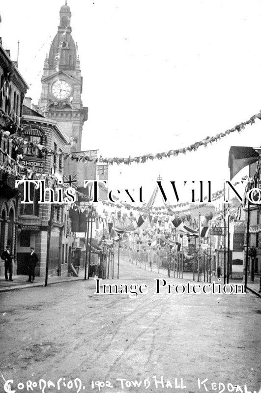 CU 1564 - Coronation Celebrations, Kendal Town Hall, Cumbria 1902