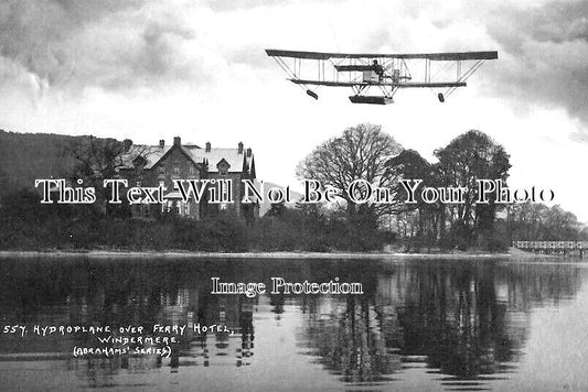 CU 1738 - Hydroplane Over Ferry Hotel, Windermere, Cumbria c1917