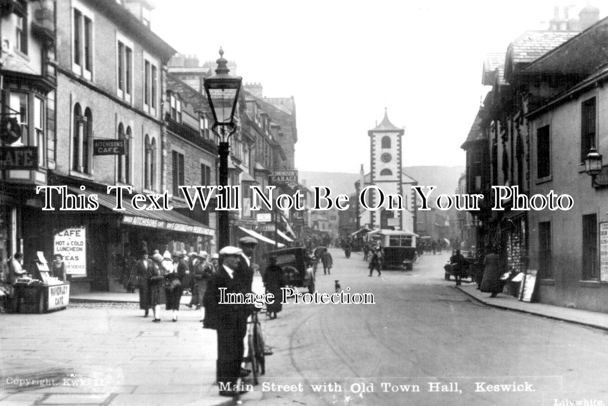 CU 1781 - Main Street & Old Town Hall, Keswick, Cumbria