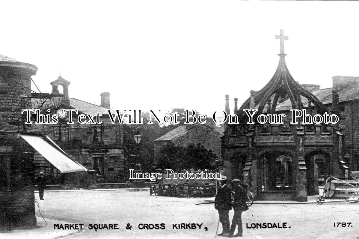 CU 1807 - Market Square & Cross, Kirby Lonsdale, Cumbria c1910