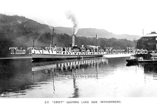 CU 1885 - SY Swift Leaving Lake Side, Windermere, Cumbria