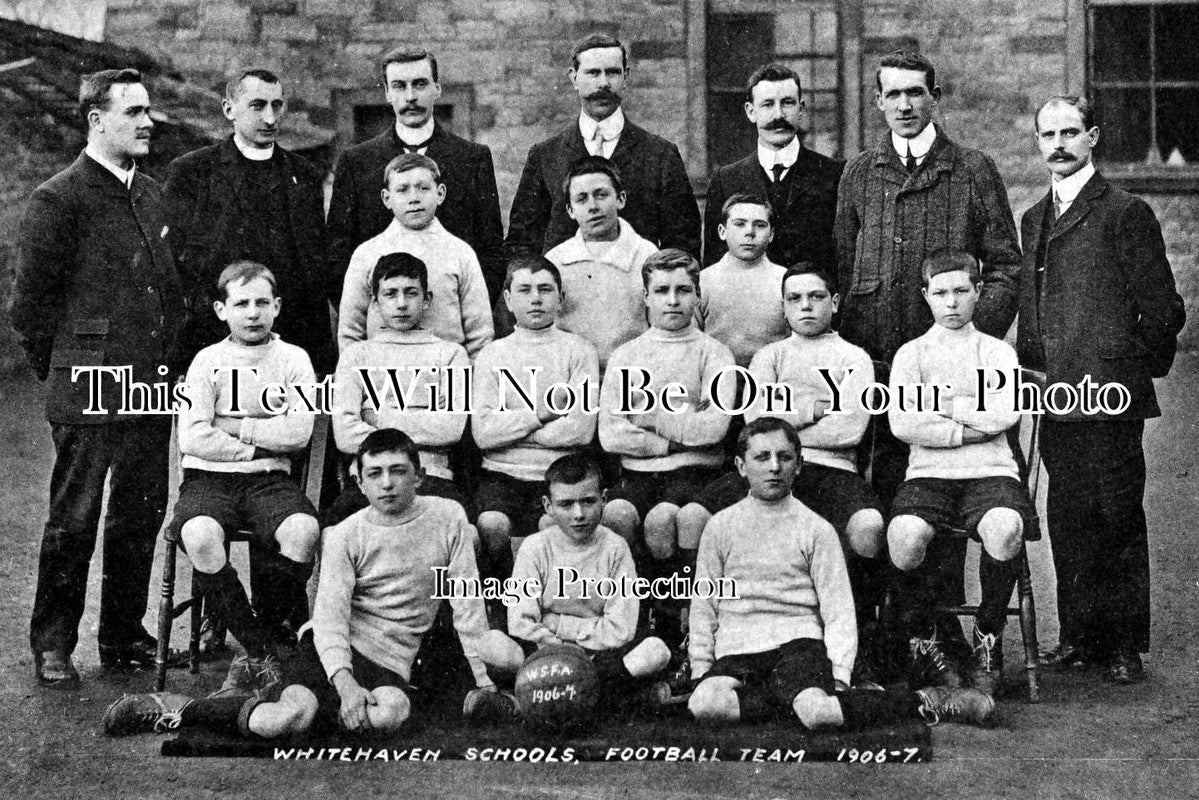 CU 189 - School Football Team 1906-7, Whitehaven, Cumbria, Cumberland