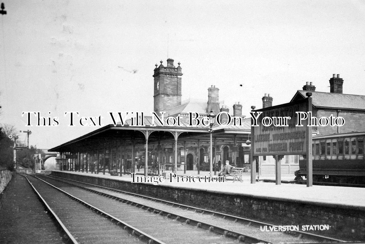 CU 195 - Ulverston Railway Station, Cumbria, Cumberland c1905