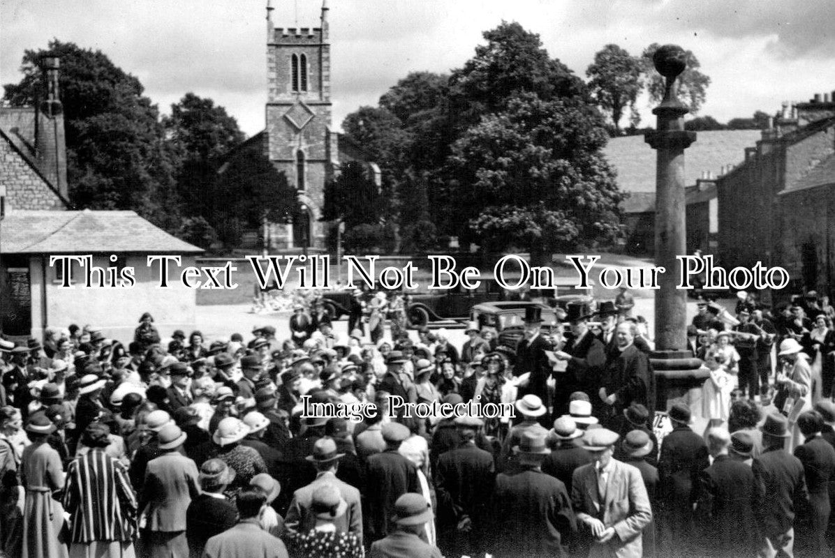 CU 264 - Village Gathering, Milnthorpe Cross, Cumbria, Cumberland