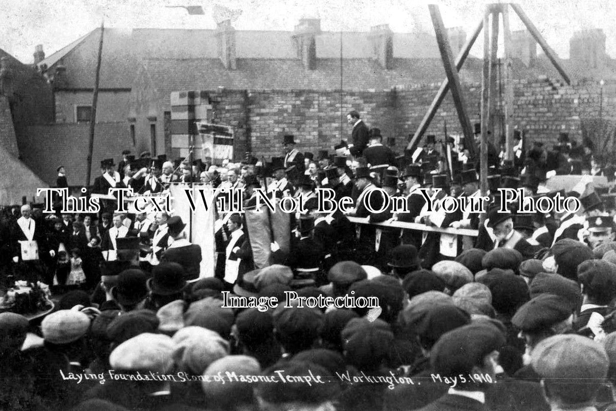 CU 366 - Laying Foundation Stone, Masonic Temple, Workington, Cumbria, Cumberland 1910