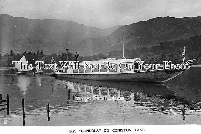 CU 427 - S.Y 'Gondola' On Coniston Lake, Cumbria, Cumberland