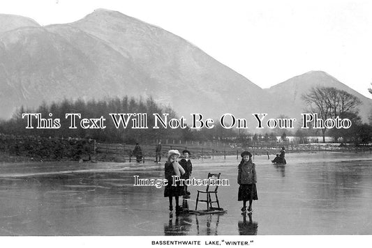 CU 569 - Ice Skating On Bassenthwaite Lake, Cumbria, Cumberland