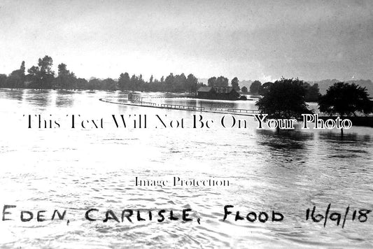 CU 628 - Flood At Carlisle, River Eden, Cumberland, Cumbria 1918