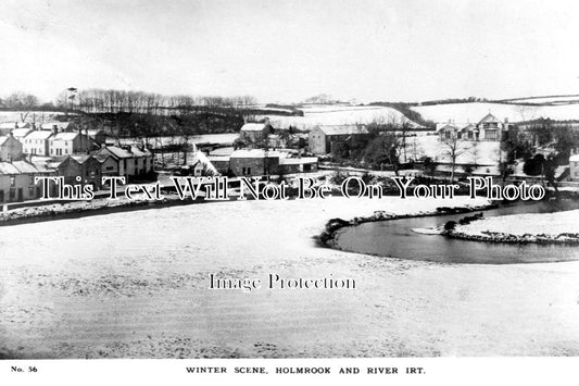 CU 826 - Snow Scene At Holmrook, River Irt, Cumbria