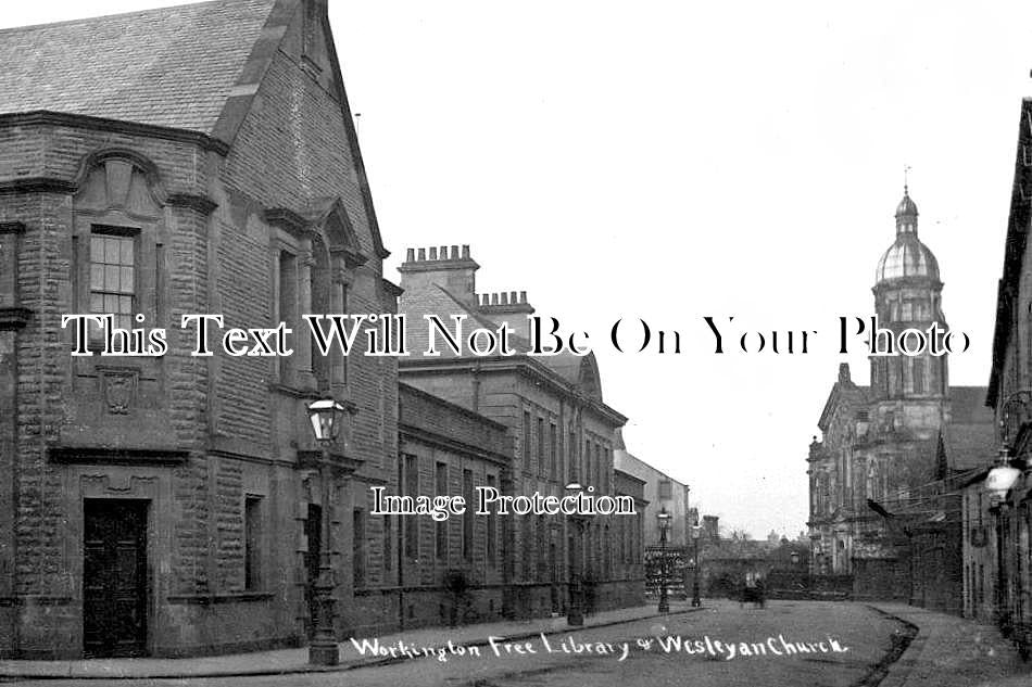 CU 847 - Free Library & Wesleyan Church, Workington, Cumbria c1913