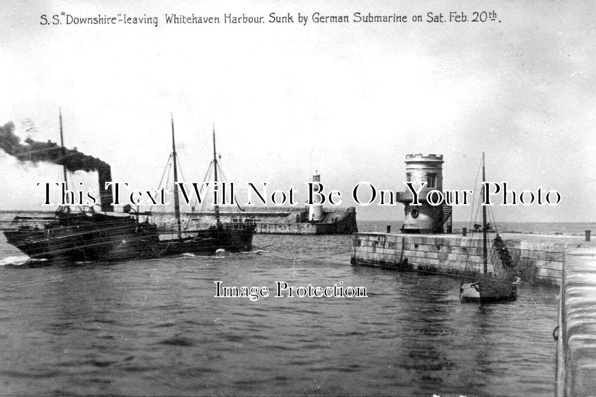 CU 946 - The SS Downshire Leaving Whitehaven Harbour, Cumbria