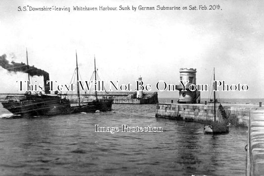 CU 946 - The SS Downshire Leaving Whitehaven Harbour, Cumbria