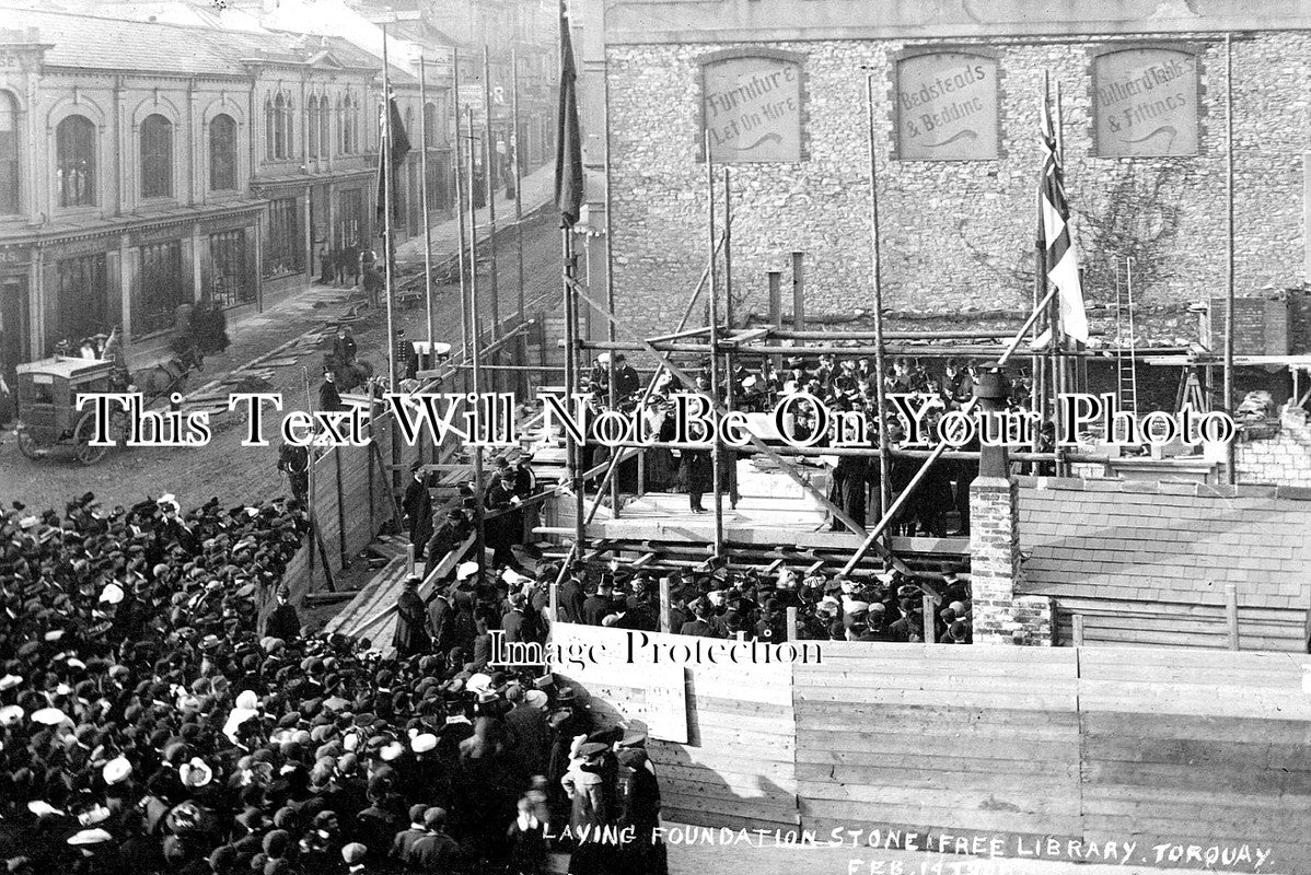 DE 1352 - Torquay Free Library, Laying The Foundation Stone, Devon 1906