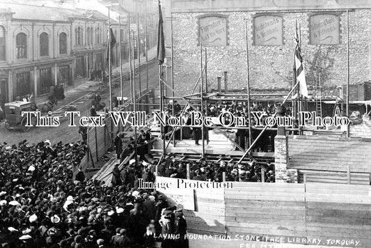 DE 1352 - Torquay Free Library, Laying The Foundation Stone, Devon 1906