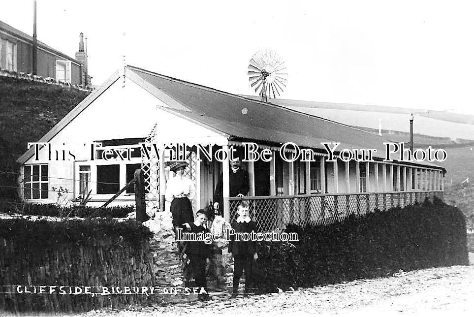 DE 1445 - Cliffside Buildings, Bigbury On Sea, Devon c1920